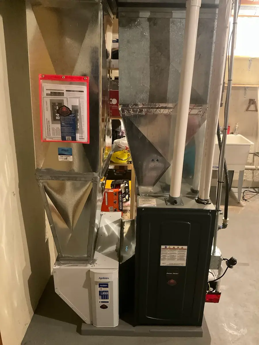 After — new American Standard furnace with AprilAire humidifier and media filter - Abbotsford, WI