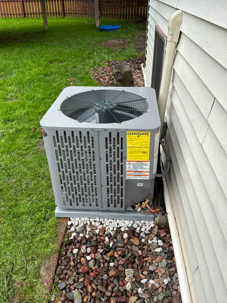 After — new American Standard condenser set on a level pad - Abbotsford, WI