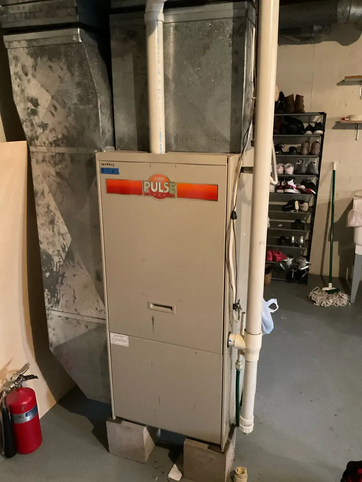 Before — the original Lennox Pulse furnace we replaced - Abbotsford, WI