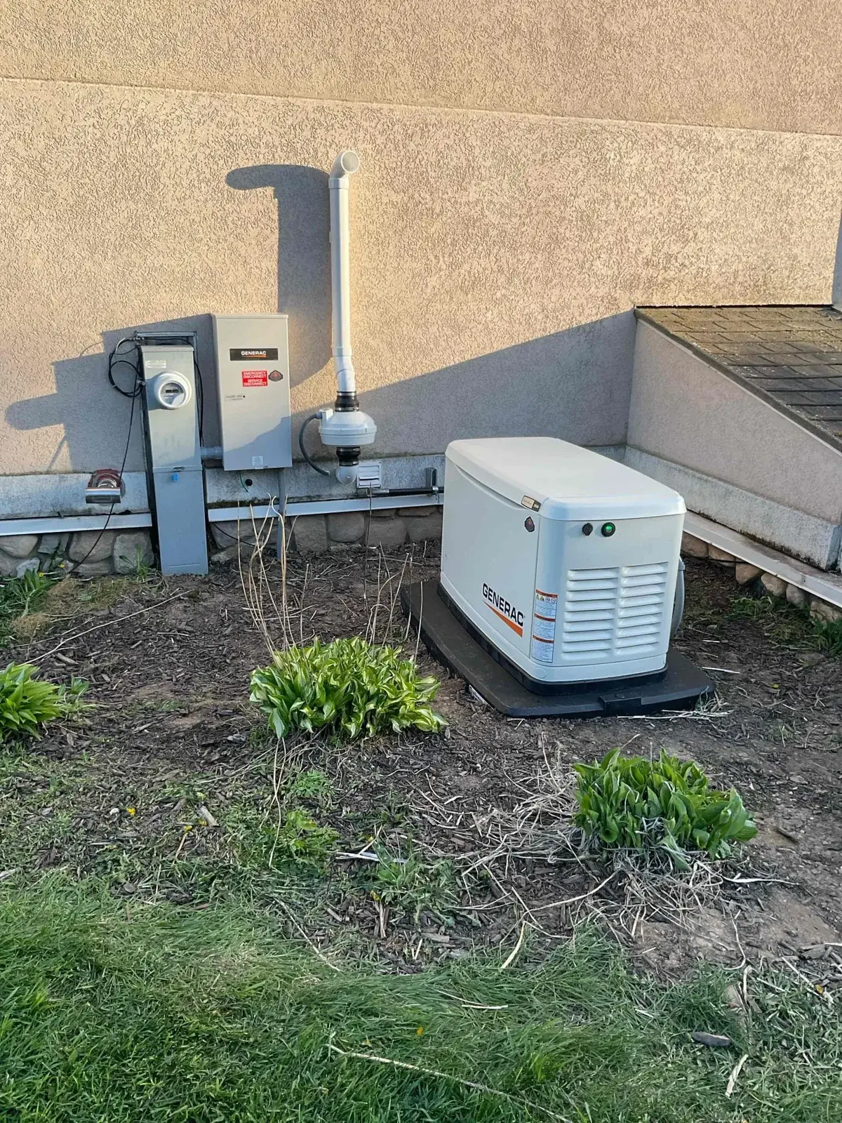 After — clean placement next to the foundation, ready for automatic start