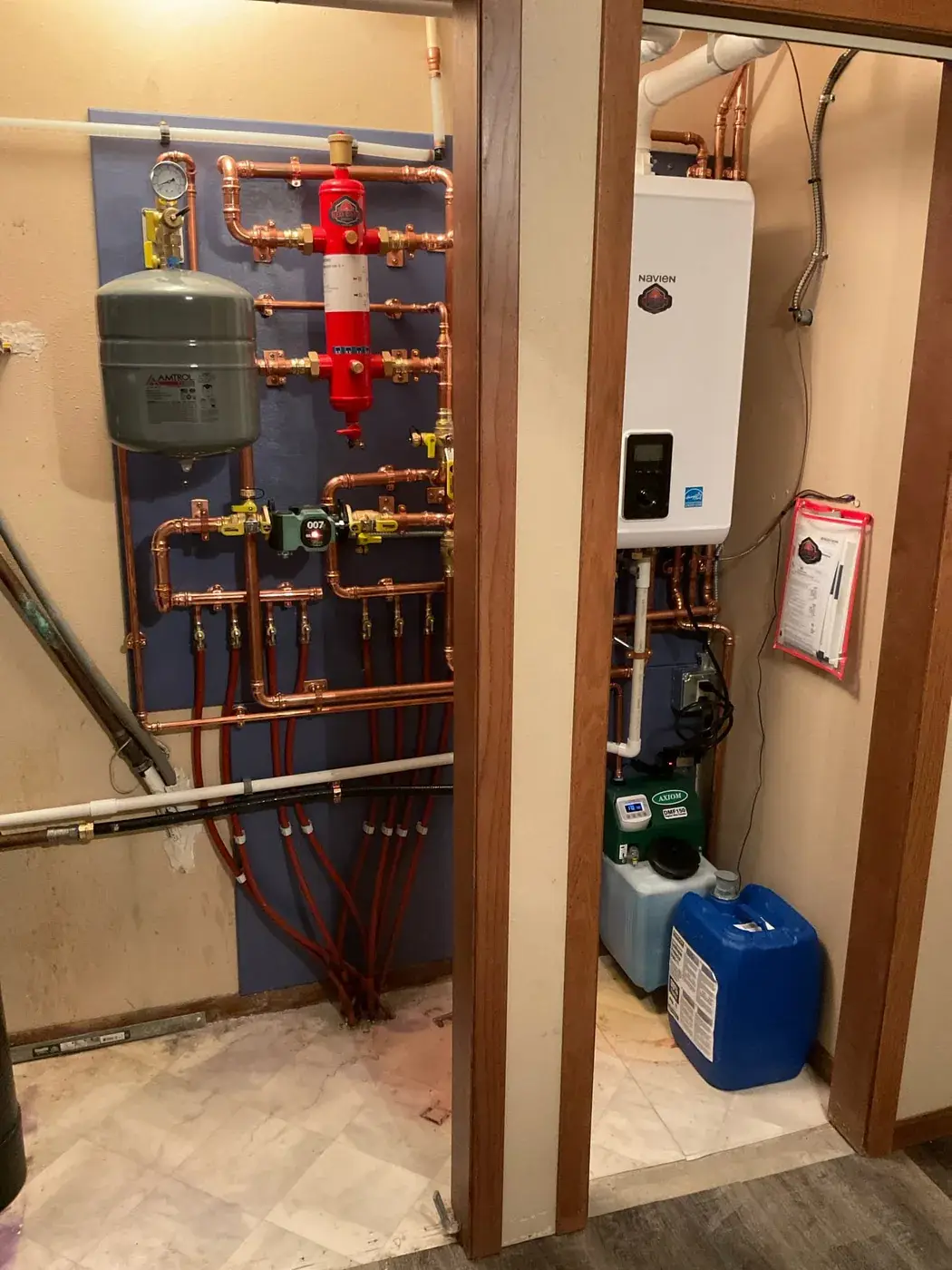 Copper and PEX manifold work on a boiler replacement