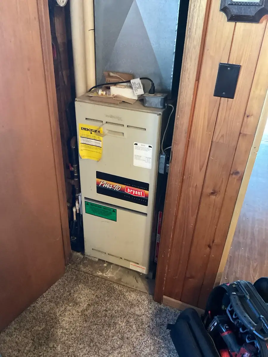 Before — the old closet furnace we replaced - Colby, WI