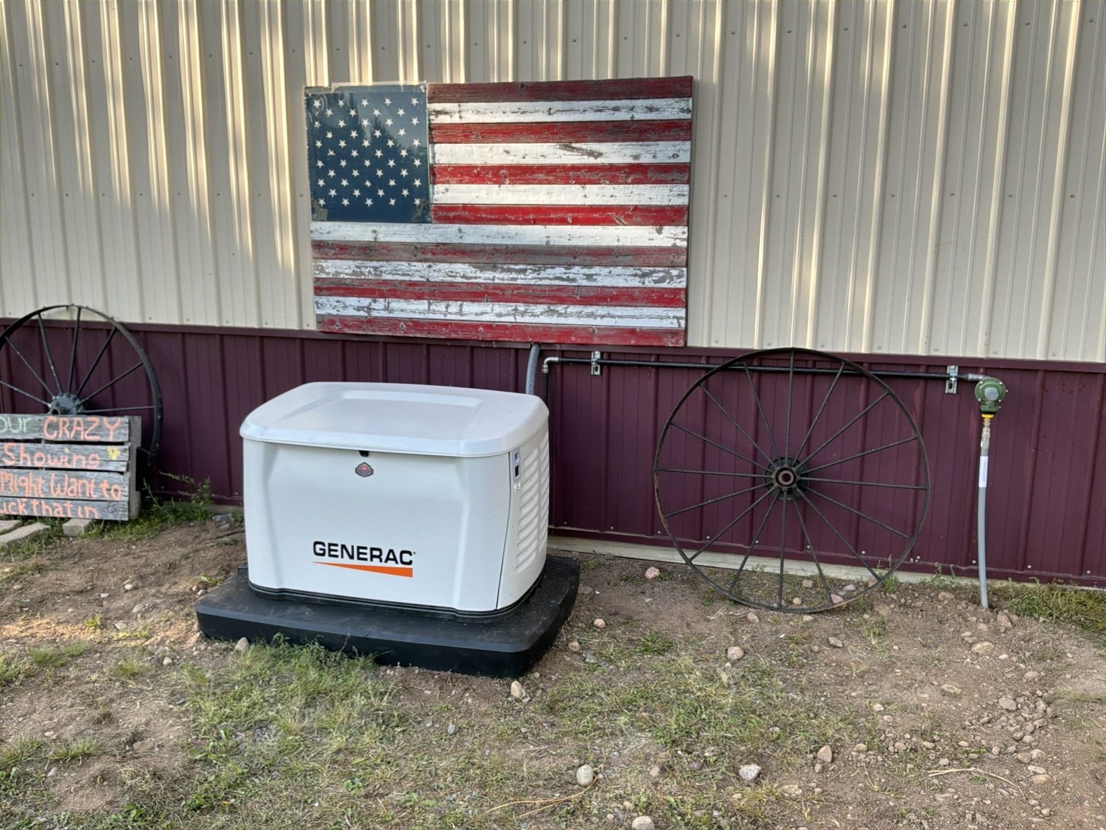 Front view of a Generac 18 kW standby generator installed by Red Barn Service