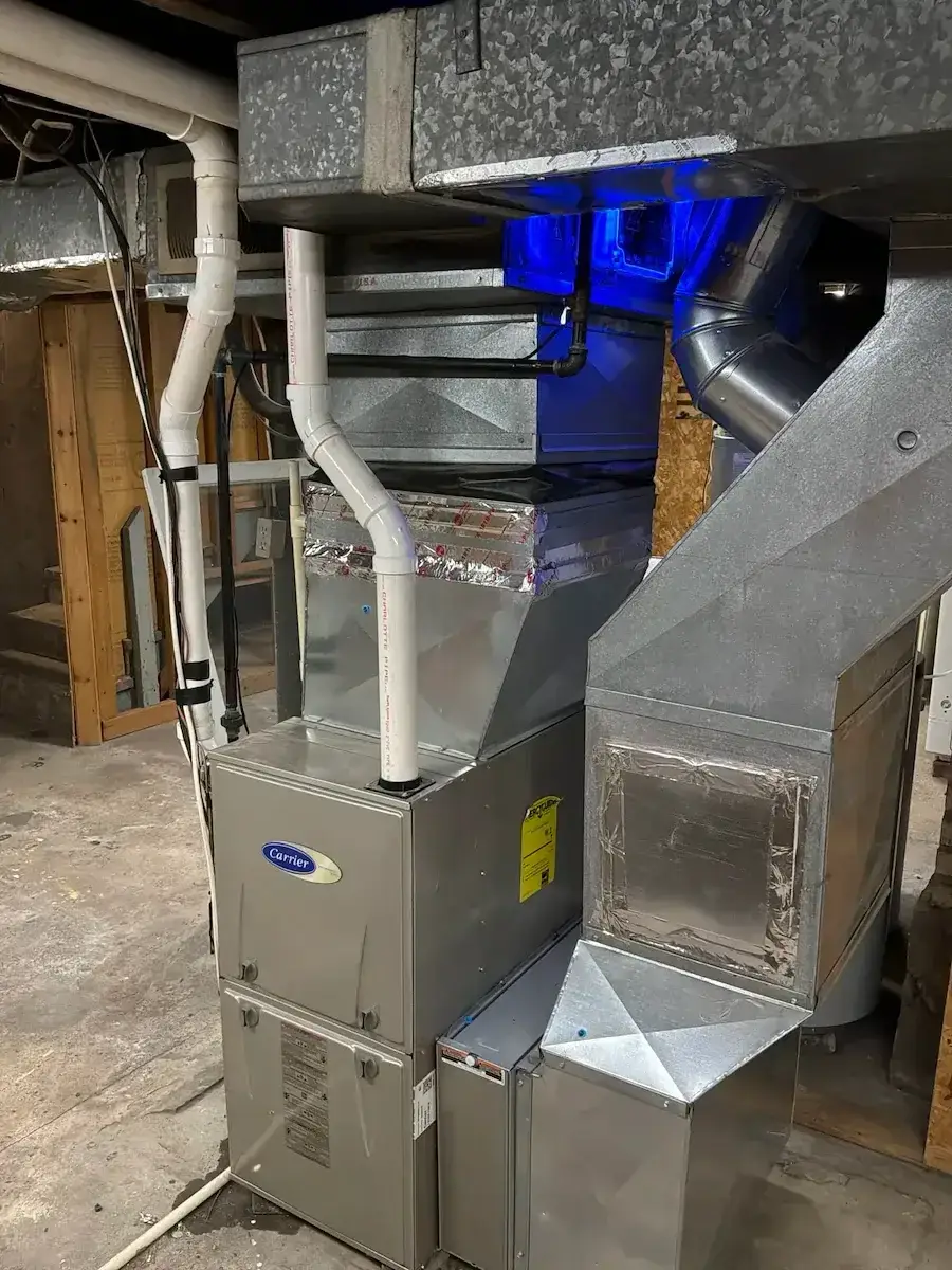 UV air treatment added to an existing furnace's supply plenum