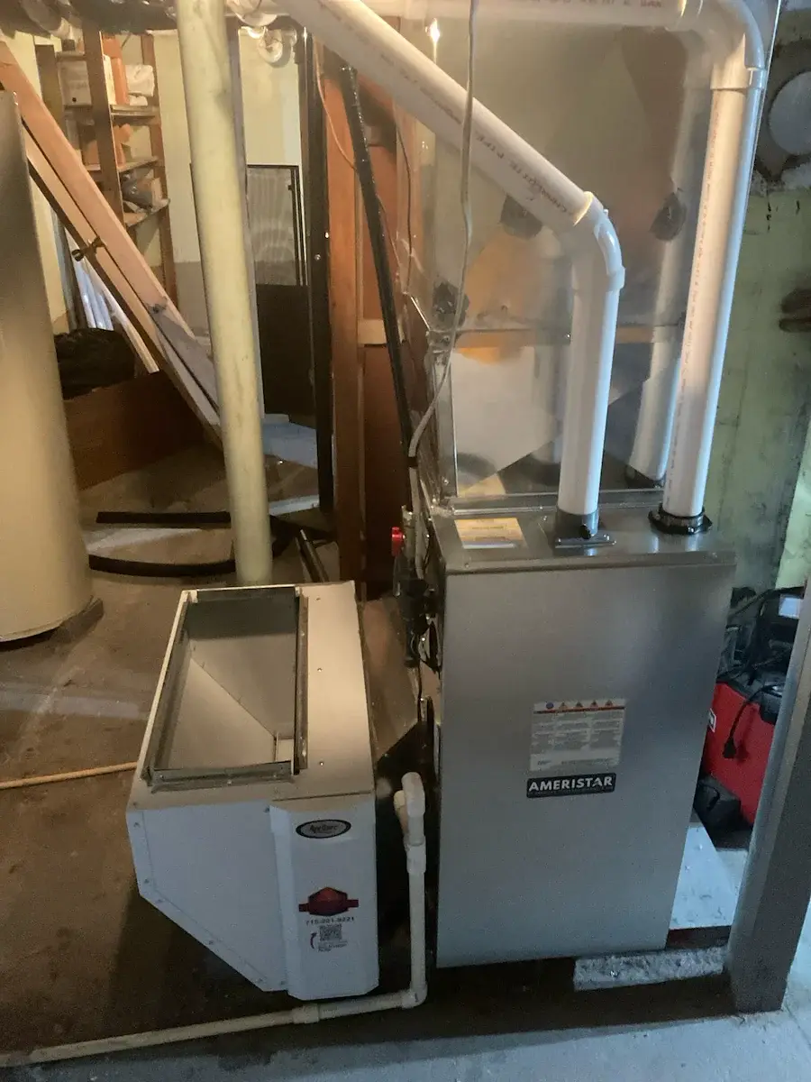 During install — old equipment out, new sheet metal going in - Marshfield, WI