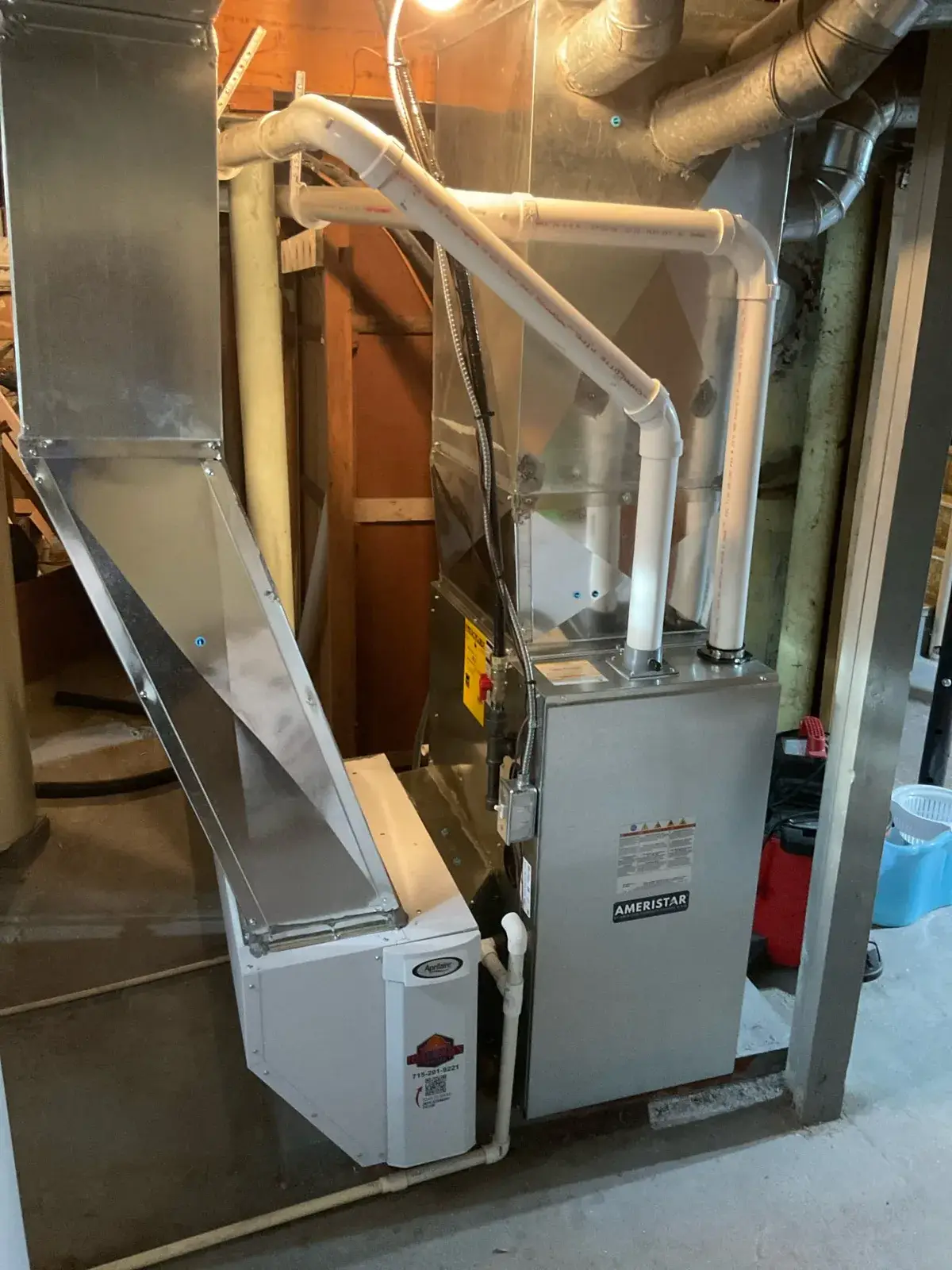 After — new Ameristar furnace with AprilAire humidifier and new plenum - Marshfield, WI