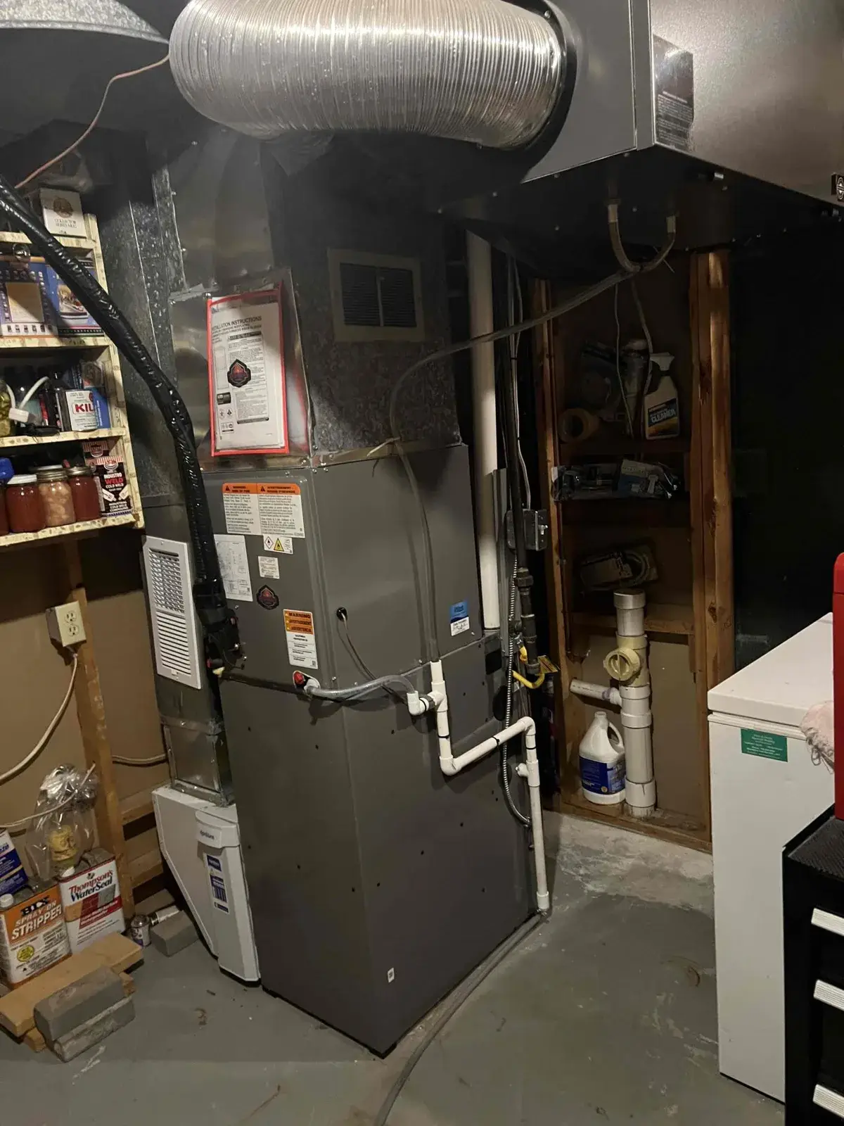 After — new furnace with a whole-home dehumidifier tied into the system