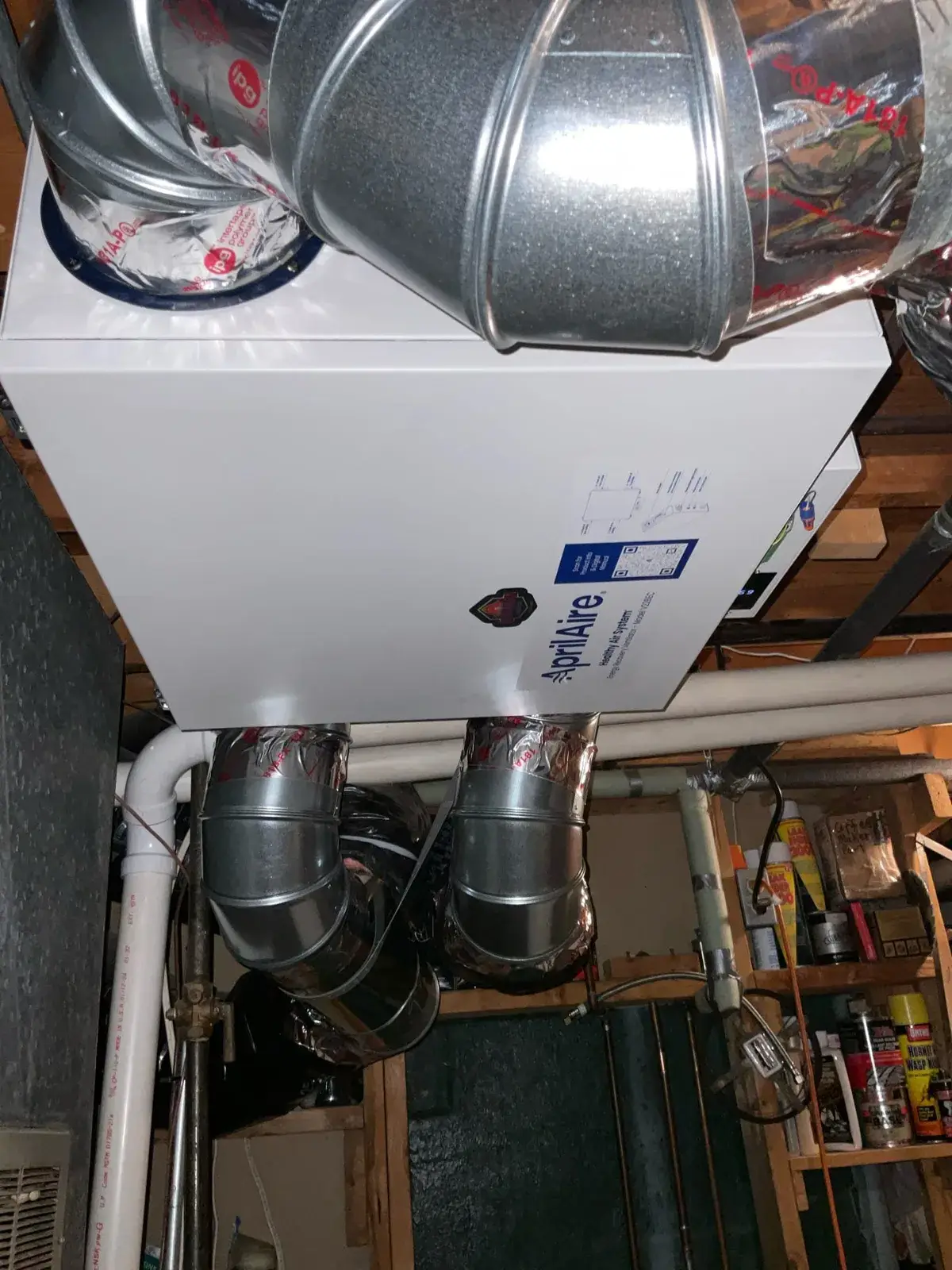Fresh-air ventilator ducted into the system with insulated runs