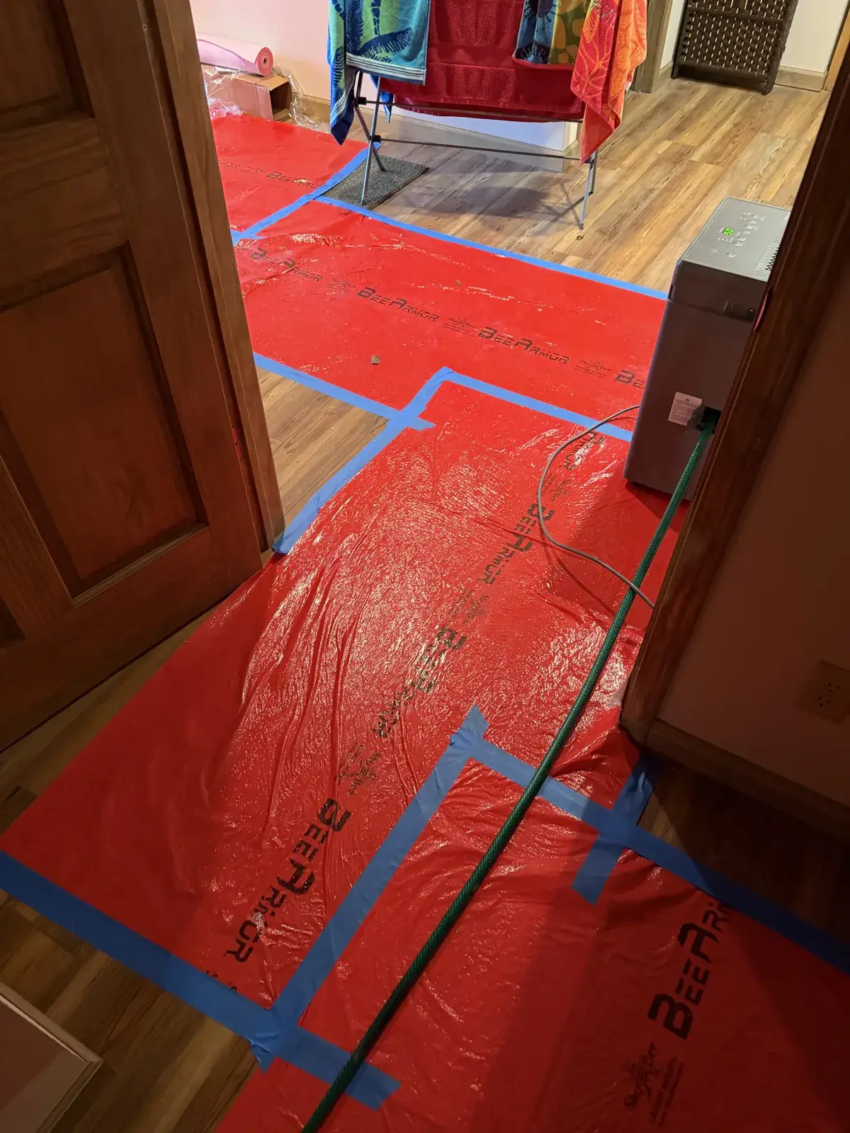 During install — protecting the home's finishes on the path to the furnace