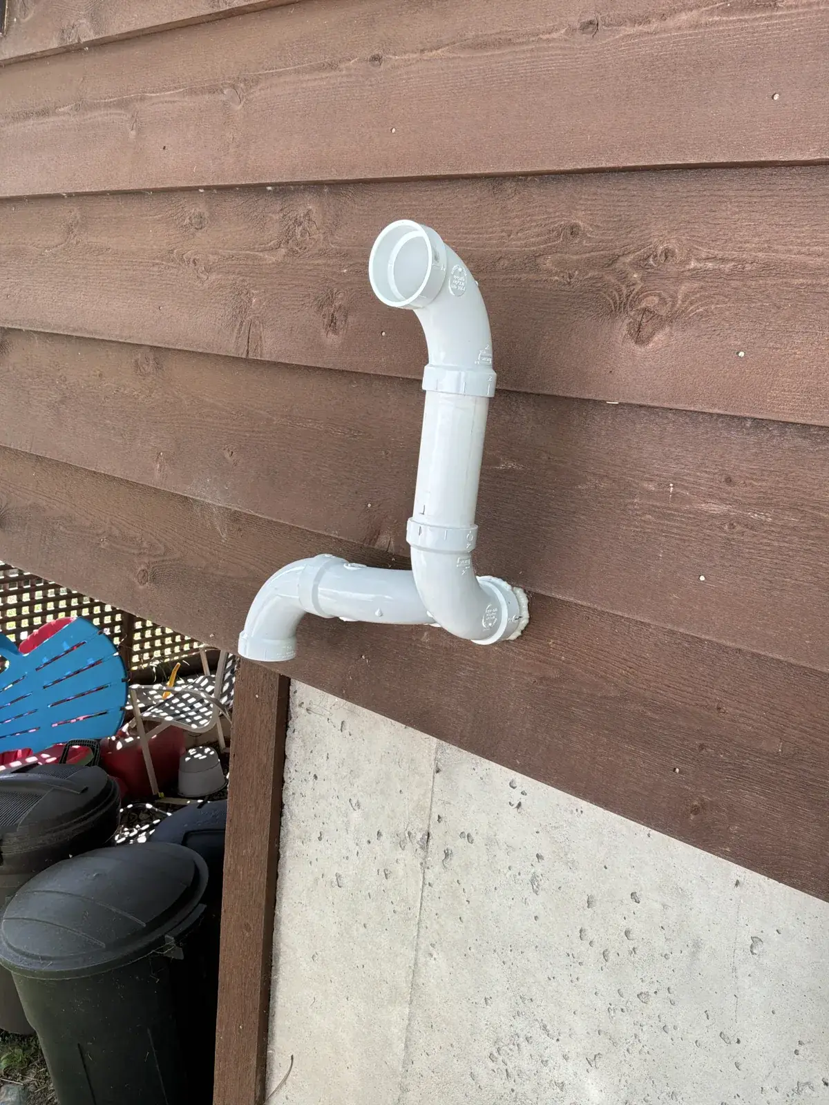 After — new sidewall intake and exhaust terminations