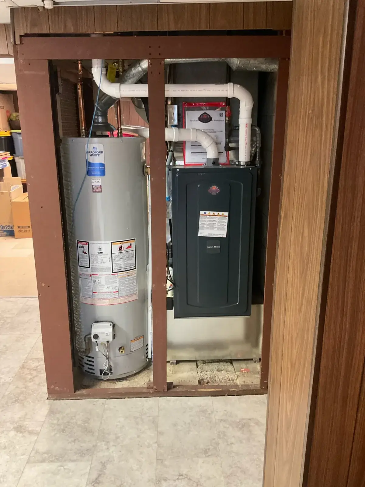 After — new American Standard furnace in a closet install - Wausau, WI